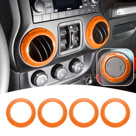4PCS Center Console Dash Air Conditioner Vent Cover Trim Interior Accessories Compatible with Jeep Wrangler JK JKU 2011-2018 (Orange)