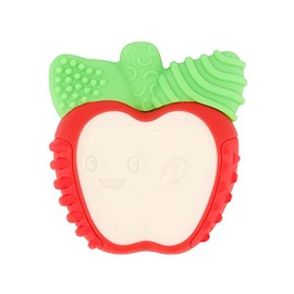 Infantino Lil' Nibbles Mordedor de silicona con textura vibrante, sin BPA, suave y fácil de sostener, estimulación sensorial para bebés, manzana