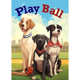 America Forever Play Ball Dogs House Flag Baseball 28 x 40 inch Double Sided Ready To for Outdoor Dog Flag Yard Decoration