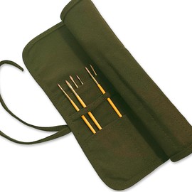 Life-Mate Roll Up Paint Brush Holder with 22 Slots 2 Ties in Canvas for Colored Pencils Watercolor Brush Pens Watercolor Paint in Green