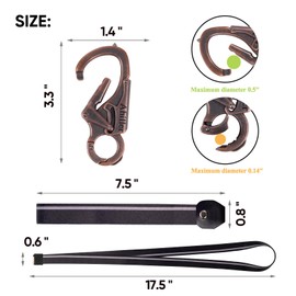 Ahiller Carabiner Keychain Clip Set, Double Lock Designed and Tungsten Steel Tip, Alloy Key Fob with Two Lanyards for Camping, Hiking, Fishing, Outdoor Survival [Red Brass]