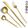 Kyraton Gold Cutlery Set 16 Pieces, Stainless Steel Flatware Set,