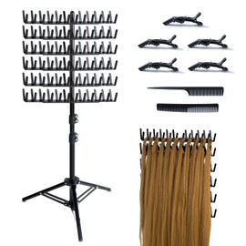 Braiding Hair Rack Standing Extension Holder Hanger, 144 Pegs Divider for Separator Stand Display (Black)