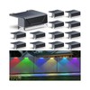 LIANGLOME 12PK Solar Fence Lights Outdoor Waterproof LED - Warm