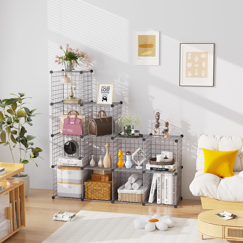 C&AHOME Wire Cube Storage, 12 - Cube Organizer Metal C
