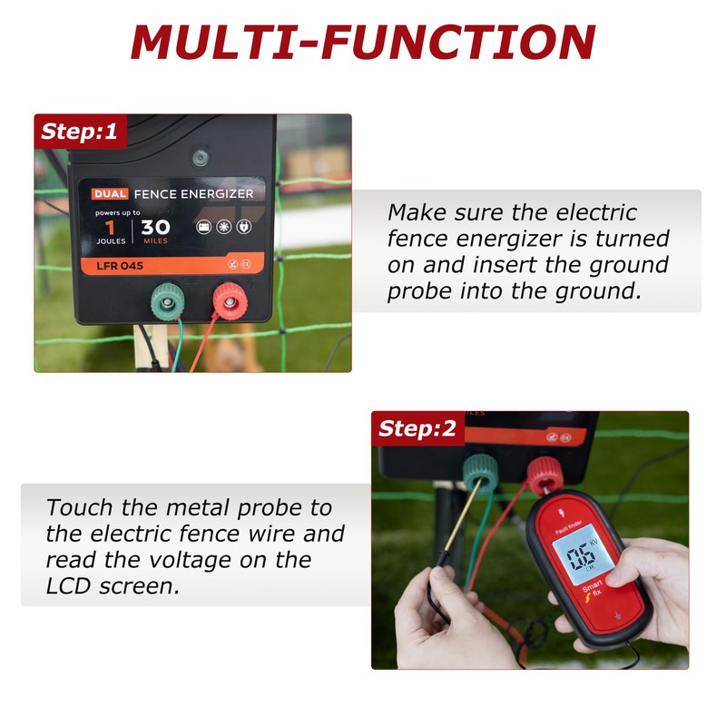 Electric Fence Voltage Tester, Handheld Fence Fault Finder Fence Tester