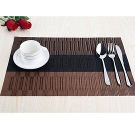 Fontic Set of 6 Place Mats 30 x 45 cm Non-Slip Washable Table Mats PVC Tear-Resistant Heat Resistant Place Mats for Kitchen