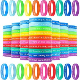 CHENGU 100 Pieces Bible Verse Bracelets Bulk Silicone Christian Scripture Bracelets WWJD Rubber Religious Spiritual Wristbands Inspirational Wristbands for Adult Teen Religious Gifts (Bright,Classic)