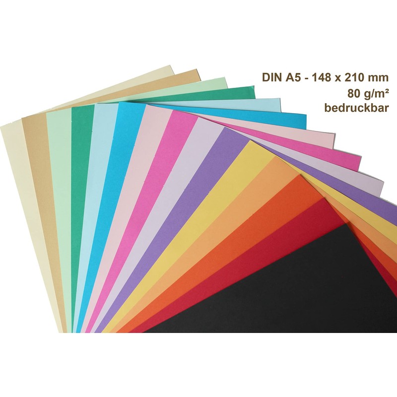 75 Sheets Coloured Paper 80 g/m² DIN A5 Craft Paper