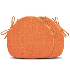 Shinnwa Dining Chair Cushions Set of 2, High-Resilience Foam Windsor Seat Pads, Kitchen Chair Cushions with Ties & Textured Cover, 2 Pack, 16.5 x 15.5 x 2, Burnt Orange