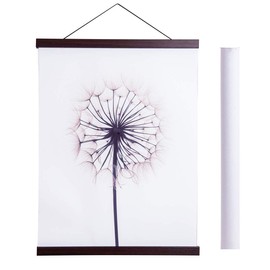 Magnetic Poster Hanger Frame, 11x14 11x17 Light Wood Wooden Magnet Canvas Artwork Print Dowel Poster Hangers Frames Hanging Kit (Walnut, 11")