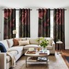 soeeao Boho Dark Brown and Gold Leaf Blackout Curtains, Bohemian