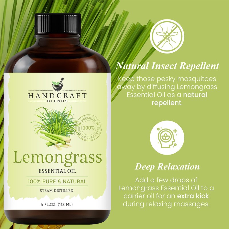 Handcraft Lemongrass Essential Oil - Huge 4 OZ - 100%
