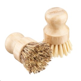 Cooks Professional Set of 2 Eco Friendly Bamboo Washing Up Dish Brushes | | Soft & Hard Bristles | Plastic Free | Kitchen Sink | Zero Waste Scrubbing Brush for Home