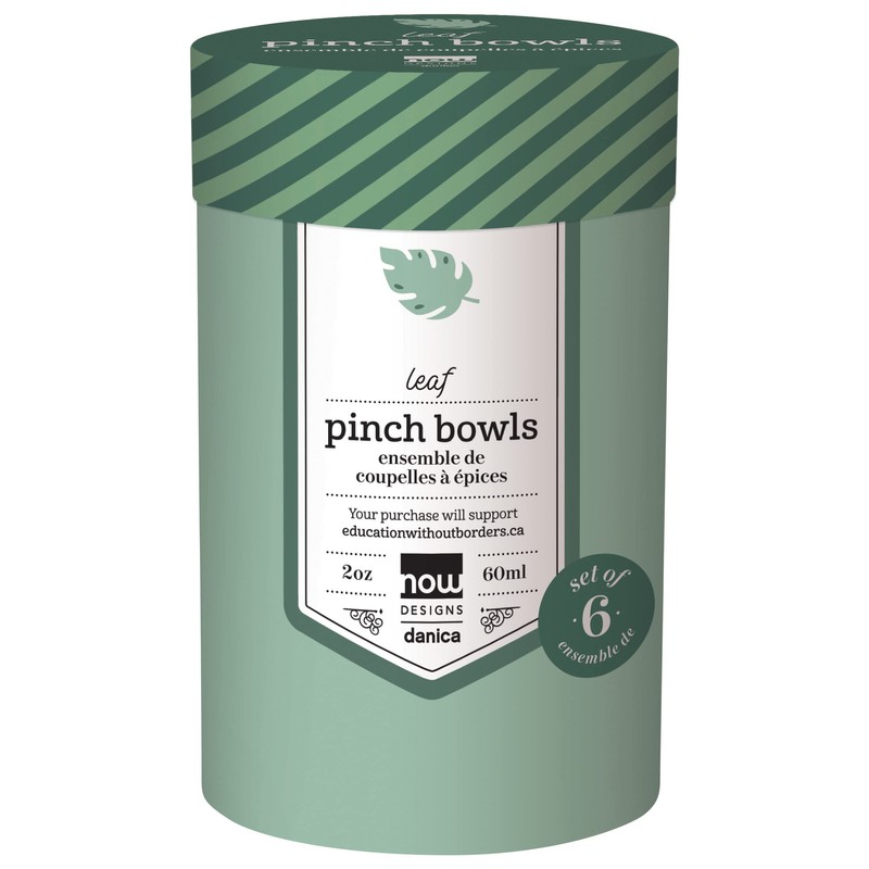 Now Designs Leaf Ceramic Pinch Bowl Set, Mini Bowls for