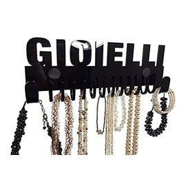 Jewellery holder wall design by Galeara chain holder with jewellery lettering, jewellery storage (Mika Gioielli Black)