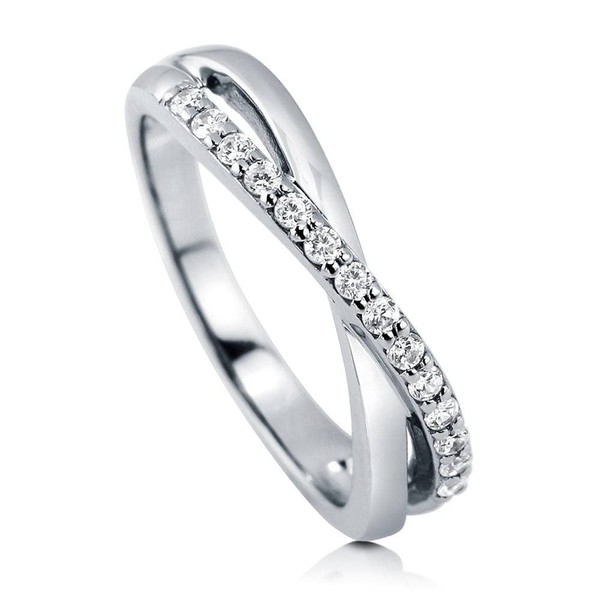 BERRICLE Rhodium Plated Silver Cubic Zirconia CZ Infinity Ring Size