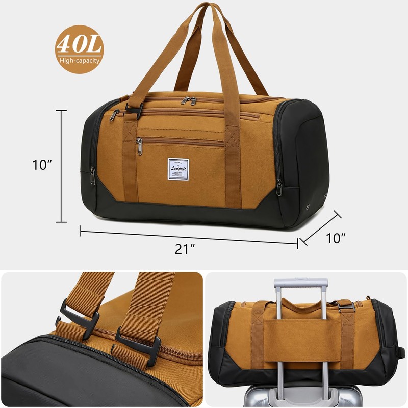 Laripwit Travel Duffle Bag for Men - 40L Sports Gym