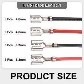 sourcing map 20Pcs Female Spade Crimp Terminal with Insulating Sleeve 2.8mm and 4.8mm, Female Spade Quick Connector Assortment Kit with 20cm Wires, Flame Retardant Cover