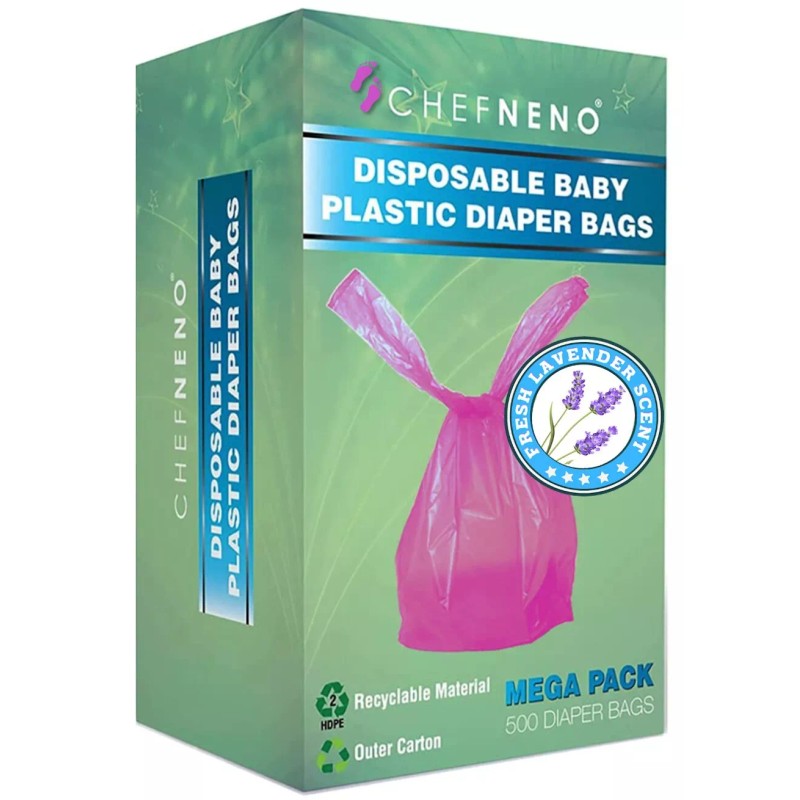 chefneno Baby Diaper Disposal Sacks w/ Handles (500 Count) Fresh