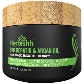 Herbishh Argan Oil and Pro Keratin Hair Mask (150 ML) - Acondicionamiento Profundo E Mascarilla Hidratante Para Cabello, Repara, Restaura Y Fortalece 