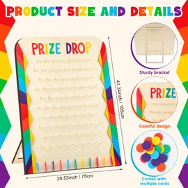 Blosssound 41.3" x 29.5" Extra Large Prize Drop Board Game Family Foldable Wood Disk Drop Game with 24 Colored Wooden Discs for Party Show Carnival Activity (Classic Style)