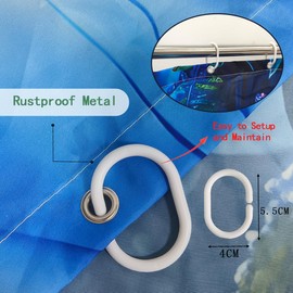 JINGYOU Blue Shower Curtain,Bathroom Shower Curtain 200cm Drop,Weighted Shower Curtains for Bathroom,3D HD Butterfly Theme Bath Curtain with 12 Hooks- Shower Curtain 180 x 200cm Drop