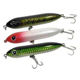 TACTICAL FISHING Kit con 3 Señuelos de Pesca Superficial Tipo Paseantes. con Sonajas Internas Que Atraen Peces de Largas Distancias.