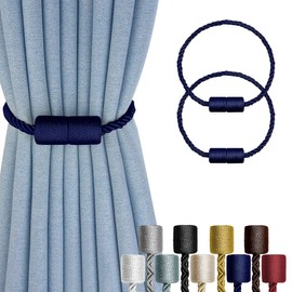 XDerlin Paquete de 2 alzapaños magnéticos fuertes para cortinas, alzapaños decorativos para exteriores, modernos alzapaños hechos a mano, alzapaños decorativos para cortinas, color azul