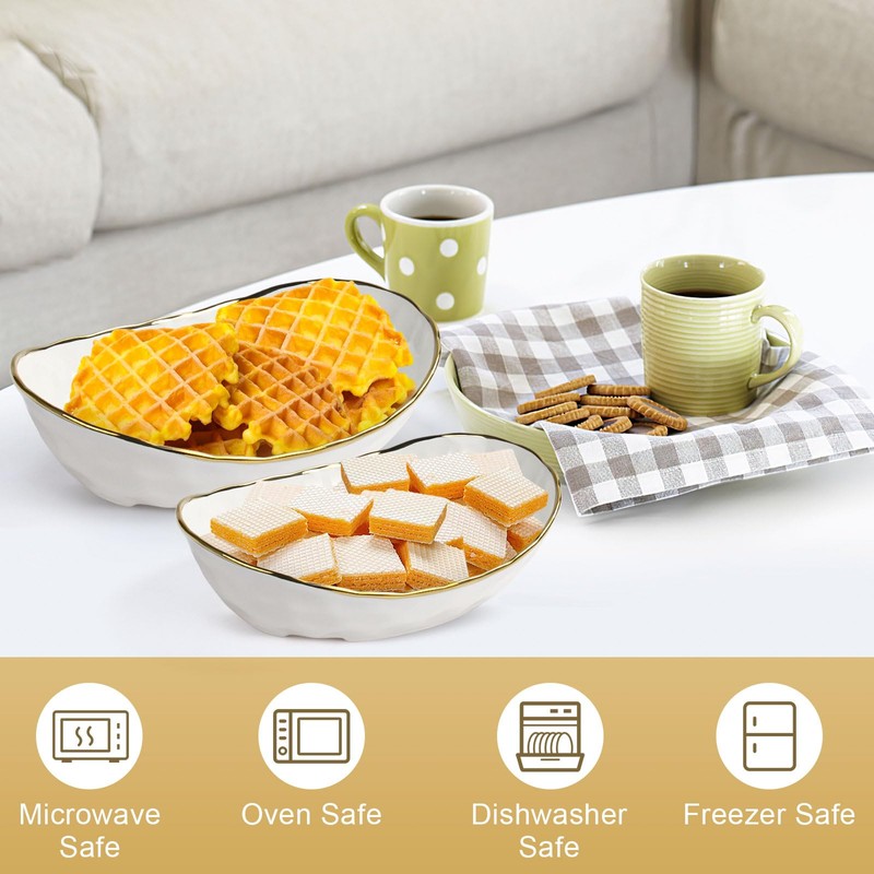 Fruit Bowl for Kitchen Counter - 3 Tier Ceramic Serving