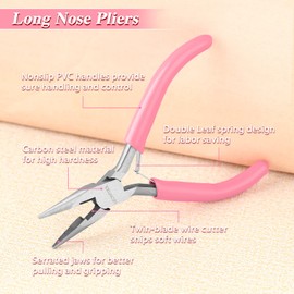 LEONTOOL 5-Inch Long Nose Pliers with Wire Cutter Long Needle Nose Pliers for Jewelry Making Serrated Jaws Small Chain Nose Pliers Jewelry Making Supplies for Bending Small Object Gripping