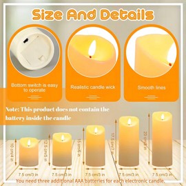 Baquler 50 Pcs Flameless Candles with Timer Bulk (D3'' x H4''5''6''7''8'')LED Flickering Pillar Candles Christmas Battery Operated Candles Set with 5 Pcs 10 Key Remote for Church Fireplace Party Decor