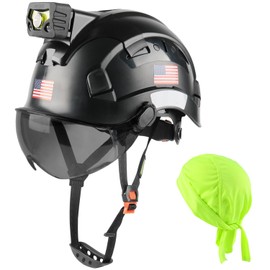 GREEN DEVIL Safety Hard Hat with Rechargeable Headlamp Light Men Vented Work Hardhat ANSI Z89.1 Approved Cascos de Construccion Ideal for Industrial Construction Helmet Liner Included