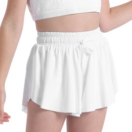 KAKU NANU Girls' Skirts & Skorts PE Shorts for Girls Kids Tennis Skort School Skirts White 8 9 10 Years School Uniform