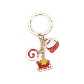 MUCOOS Celebrate Christmas, Cute Christmas Keychain, Merry Christmas Keychain, Features Coffee, Candy, Sleigh, Thoughtful Gifts for Friends, Christmas Keyrings for Women