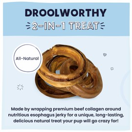 Pawstruck 2-in-1 Collagen Wrapped Jerky Natural Treats for Dogs - 5 Rings - Limited Ingredient Grain Free for Small, Medium, and Large Dogs