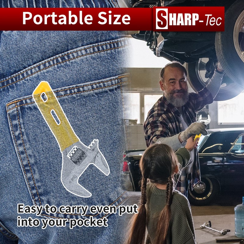 Sharp-tec 4 inch Adjustable Spanner, 24 mm Wide Jaw Opening