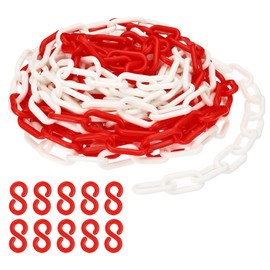 PATIKIL Plastic Chain,25 FEET Safety Barrier Chain for Crowd Control, 1/4inch(6mm) Red/White Plastic Chains Links for Queue Lines, Parking, Fences, Gate, Concerts, and Decoration