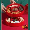 Rotatable Divided Serving Tray Red Double Layer Nut Candy Snacks