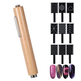 10PCS Cat Eye Magnet for Nails, 3-in-1 Multifunctional Nail Art Tools, Magnet for Cat Eye Gel Polish with Heart - Shaped & Standard Magnetic Aids Options for DIY Stunning Design(Original Wood)