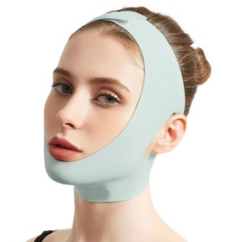 XBFOCNH Face Lifting Mask, Double Chin Lifting Belt, V-Line Mask, Reusable V-Line Mask, V Shape Face for Double Chin and Saggy Face Skin, Green
