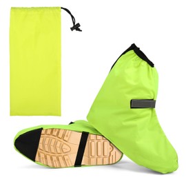 BELLE VOUS Reusable Green Shoe Covers - Non-Slip Waterproof Overshoes for Women/Men - Slip Resistant Shoe Protector Rain Covers for Outdoor Activities