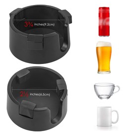 Adorila Anti-Spill Cup Holder, Adjustable Inner Diameter Drink Coaster with Sticker, Drink Holder for Home Office Outdoors (Black)