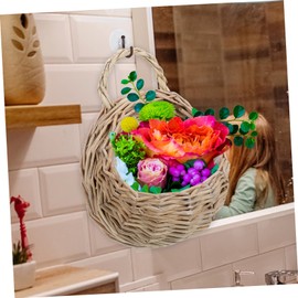 Cabilock 2st Blumenkorb Aus Rattan Zum Aufhängen An Der Wand Flechtkorb Für Die Küche Hängender Boho-Korb Bauernwandkorb Wand Korb Dekor Bauernhaus-wohndekoration Orchidee Pflanze Hölzern
