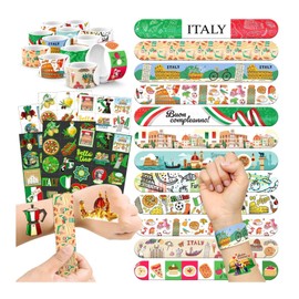 96 PCS Italy Party Favors Set – 72 Pre-Cut Tattoos & 24 Slap Bracelets, Perfect for Travel-Inspired Birthdays & Cultural Celebrations