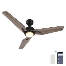 SMAAIR 48 Inch Smart Ceiling Fan with Dimmable Light Remote Control, Indoor Outdoor DC Ceiling Fan with 3 Blade for Bedroom, Living Room Works with Alexa/Google Assistant/Siri Shortcuts, Light Wooden
