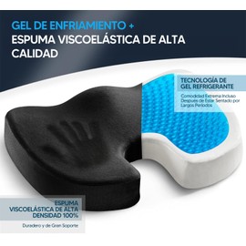 AVEDISTANTE Cojin Ergonomico para Silla,Cojín Gel para Silla Ortopédica,Asiento Ergonómico para Silla de Oficina, Cojines de Espuma Viscoelástica para Alivio del Dolor de Coxis, Ideal para Coche.