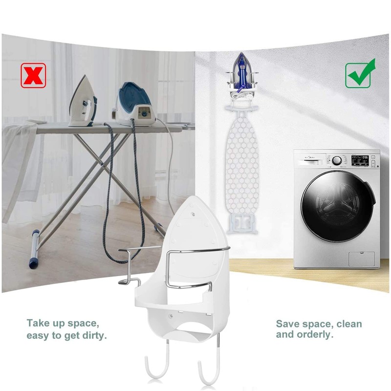 Ironing Board Hanger Wall Mount, Electric Iron Holder Laundry Room