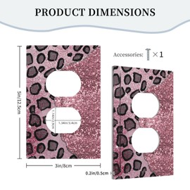 YIJIKJY Decorative Outlet Covers Pink Leopard Glitter Diamonds 1 Gang Duplex Light Switch Cover Plate Electrical Switch plates Wall Plates Receptacle Covers for Bathroom Bedroom Decor