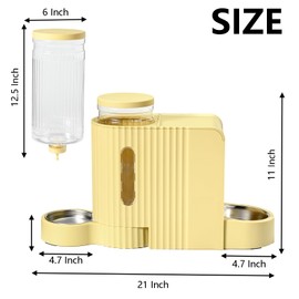 Automatic Cat Food Feeder and Water Dispenser,2 in 1 Gravity Cat Feeder and Water Dispenser with Stainless Steel Bowl,2 Pack Large Capacity Self Feeding for Small Medium Pets Puppy Kitten